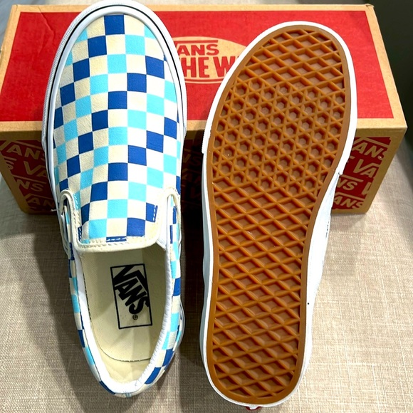 Vans Shoes - 🎁🛹 Vans Slip-On Checkerboard Blue Topaz Sneaker - UNISEX WOMENS 8.0 | MENS 6.5